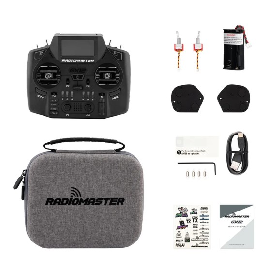 Radiomaster GX12 1000HZ 3D Digital Hall Gimbal Dual Band Antenna  XROSSBAND EXpressLRS Plastic Remote Control